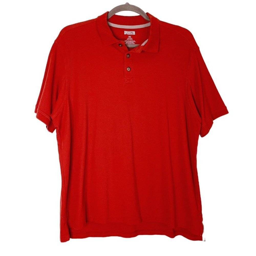 Duluth Trading Polo Shirt‎ Mens Size 2XL Orange Knit Short Sleeve